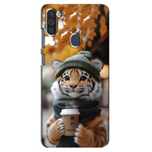 Друкований чохол 'Звірята з кавою' для Samsung Galaxy M11 – Тигр з кавою