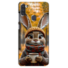 Друкований чохол 'Звірята з кавою' для Samsung Galaxy M11 – Зайчик з кавою