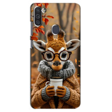Друкований чохол 'Звірята з кавою' для Samsung Galaxy M11 – Жираф з кавою