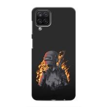 Силиконовый чехол с картинкой "Герой Pubg" на Samsung Galaxy M12 – В огне