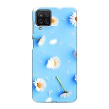 Чехол с Цветами для Samsung Galaxy M12 (ромашки на голубом)