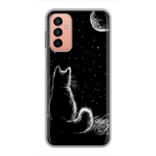 Чохол з принтом для Samsung Galaxy M13 (AlphaPrint) Модні коти (Котик і місяць)