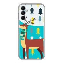 Силиконовый бампер с картинкой животных для Samsung Galaxy M14 (M146) (Олень с шарфом)