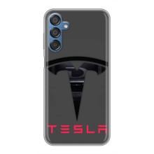Силиконовый бампер с картинкой машины на Samsung Galaxy M15 (M156) (Logo TESLA)