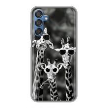 Силиконовый чехол с КАРТИНКАМИ лето для Samsung Galaxy M15 (M156) (AlphaPrint) (Жирафы в очках)