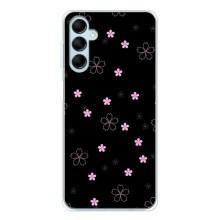 Чохол з розовим принтом для Samsung Galaxy M16 – Рожеві квіти на чорному