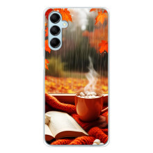 Чехол с уникальным дизайном «Осень с кофе» для Samsung Galaxy M16 – Кофе и дождь
