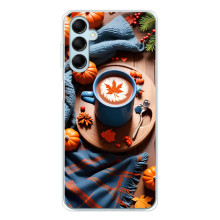 Чехол с уникальным дизайном «Осень с кофе» для Samsung Galaxy M16 – Кофе и тыквы