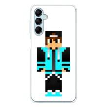 Чехлы для Samsung Galaxy M16 (Персонажи Майн Крафт) (Мальчик в голубом)
