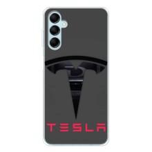 Силиконовый бампер с картинкой машины на Samsung Galaxy M16 – Logo TESLA