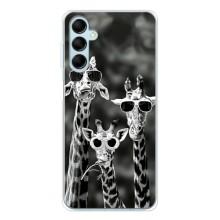 Силиконовый чехол с КАРТИНКАМИ лето для Samsung Galaxy M16 (AlphaPrint) (Жирафы в очках)