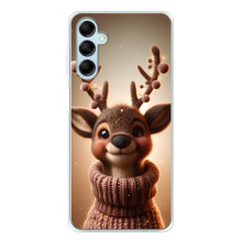 Яркий чехол для Samsung Galaxy M16 с Зимними Оленятами – Олень в свитере