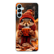 Печатный чехол «Зверята с кофе» для Samsung Galaxy M16 – Белка с кофе