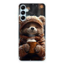 Печатный чехол «Зверята с кофе» для Samsung Galaxy M16 – Мишка с кофе