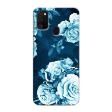 Чехлы (ART) Цветы на Samsung Galaxy M21 (VPrint) (Голубые Бутоны)