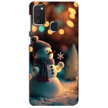 Чехлы на Новый Год Samsung Galaxy M21 – Снеговик праздничный