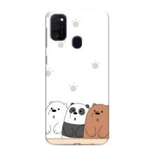 Чехлы с изображением разных животных для Samsung Galaxy M21 (Удивленные медвеженки)