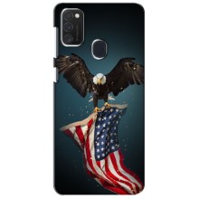 Чехол Флаг USA для Samsung Galaxy M21 – Орел и флаг