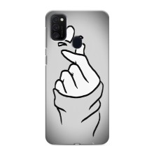 Чехол с принтом для Samsung Galaxy M21 (AlphaPrint - Знак сердечка) – Значок Love