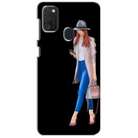 Чехол с картинкой Модные Девчонки Samsung Galaxy M21 (Девушка со смартфоном)
