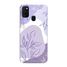Силконовий чохол з принтом в квітах на Samsung Galaxy M21 – Фіолетовий дизайн