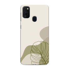 Силконовий чохол з принтом в квітах на Samsung Galaxy M21 – Монстера зелена