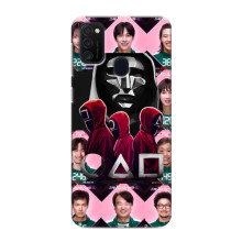 Чехол Гра в кальмара для Samsung Galaxy M21 – Персонажи игры кальмара