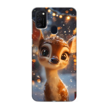 Яскравий чохол для Samsung Galaxy M21 з Зимові Оленята – Оленятко серед герлянд