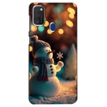 Чехлы на Новый Год Samsung Galaxy M21s – Снеговик праздничный
