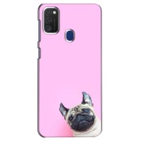 Бампер для Samsung Galaxy M21s з картинкою "Песики" (Собака на рожевому)