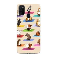 Чохол з Прикольним Принтом на Samsung Galaxy M21s (Йога свинок)
