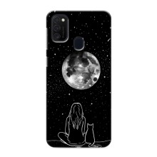 Чехол с рисунком кот на Samsung Galaxy M21s (Девушка с котом)