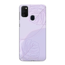 Чохол квітковий дизайн для Samsung Galaxy M21s – Монстера фіолетова