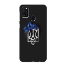 Чехол с украинским гербом на Samsung Galaxy M21s (Герб с цветком)