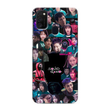 Чехол Гра в кальмара для Samsung Galaxy M21s – Коллаж игры кальмара