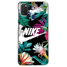 Силіконовый Чохол на Samsung Galaxy M21s з картинкою НАЙК – Квітковий Nike