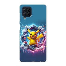 Чехол с Пикачу на Samsung Galaxy M22 (Лого Пикачу)