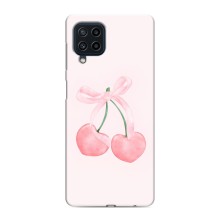 Чехол с розовым рисунком для Samsung Galaxy M22 (Розовые вишни)