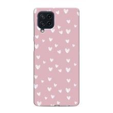 Чехол с розовым рисунком для Samsung Galaxy M22 (Сердечки на розовом)