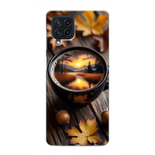 Чехол с уникальным дизайном «Осень с кофе» для Samsung Galaxy M22 – Тёмный кофе