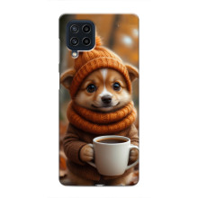 Печатный чехол «Зверята с кофе» для Samsung Galaxy M22 – Песик с кофе