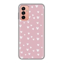 Чехол с розовым рисунком для Samsung Galaxy M23 (5G) (Сердечки на розовом)