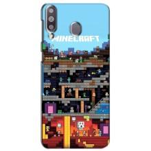 Чехол Майнкрафт на Samsung Galaxy M30 (M305) (AlphaPrint) Minecraft (фон Minecraft)