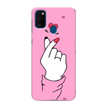 Чехол с принтом для Samsung Galaxy M30s (M307) (AlphaPrint - Знак сердечка) – Знак Love