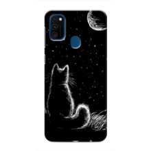 Чехол с принтом для Samsung Galaxy M30s (M307) (AlphaPrint) Модные коты – Котик и луна