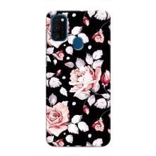 Чехлы с Цветами для Samsung Galaxy M31 (VPrint) (Цветочки на черном)