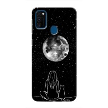 Чехол с рисунком кот на Samsung Galaxy M31 (Девушка с котом)