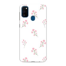 Чехол с розовым рисунком для Samsung Galaxy M31 (Розовые цветы)