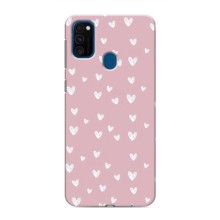 Чехол с розовым рисунком для Samsung Galaxy M31 (Сердечки на розовом)