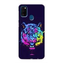 Силиконовый бампер с картинкой животных для Samsung Galaxy M31 (Тигр-Арт)